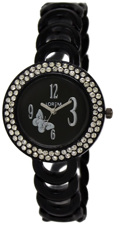 LOREM Analogue Black Dial Stainless Steel Strap Watch For Women And Girls